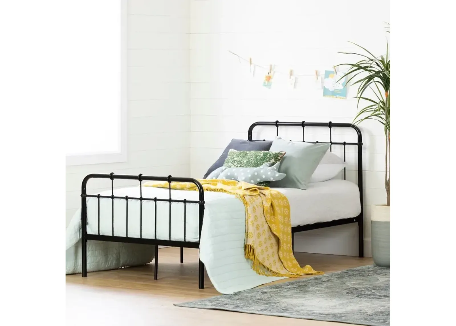 Cotton Candy Black Twin Metal Bed - South Shore