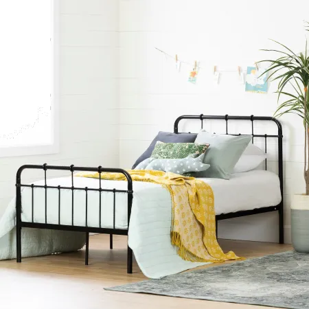 Cotton Candy Black Twin Metal Bed - South Shore