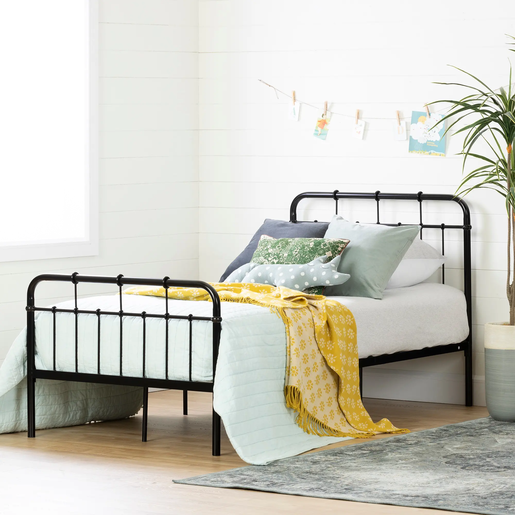 Cotton Candy Black Twin Metal Bed - South Shore