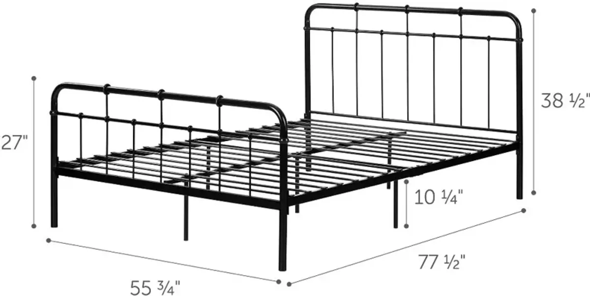 Versa Black Industrial Metal Full Platform Bed - South Shore