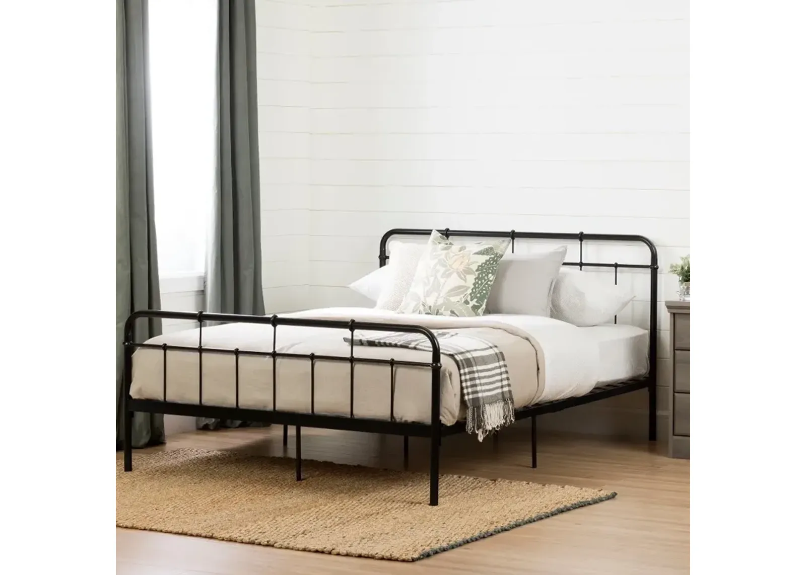 Versa Black Industrial Metal Full Platform Bed - South Shore