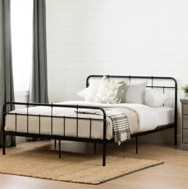 Versa Black Industrial Metal Full Platform Bed - South Shore