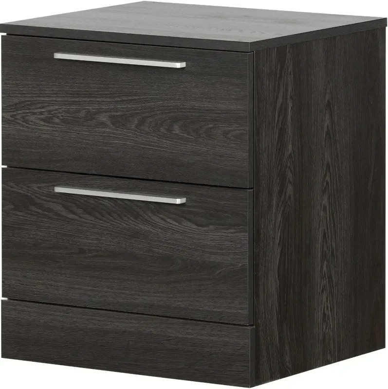 Gray Oak 2 Drawer Nightstand - South Shore