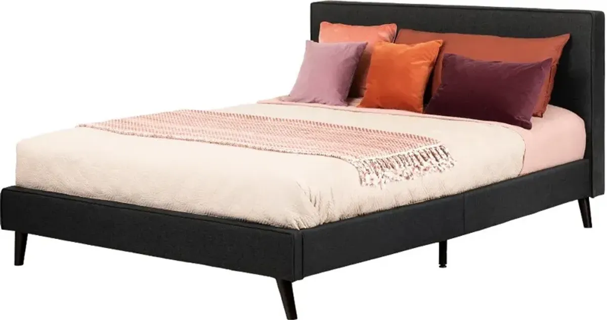 Charcoal Gray Upholstered Queen Platform Bed - South Shore