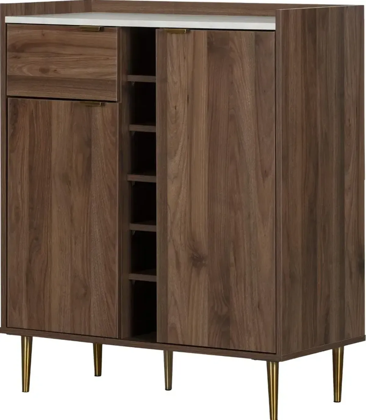 Hype White Faux Mable and Brown Buffet Cabinet - South Shore