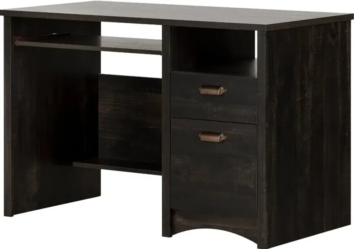 GasconyRubbed Black Home Office Desk - South Shore