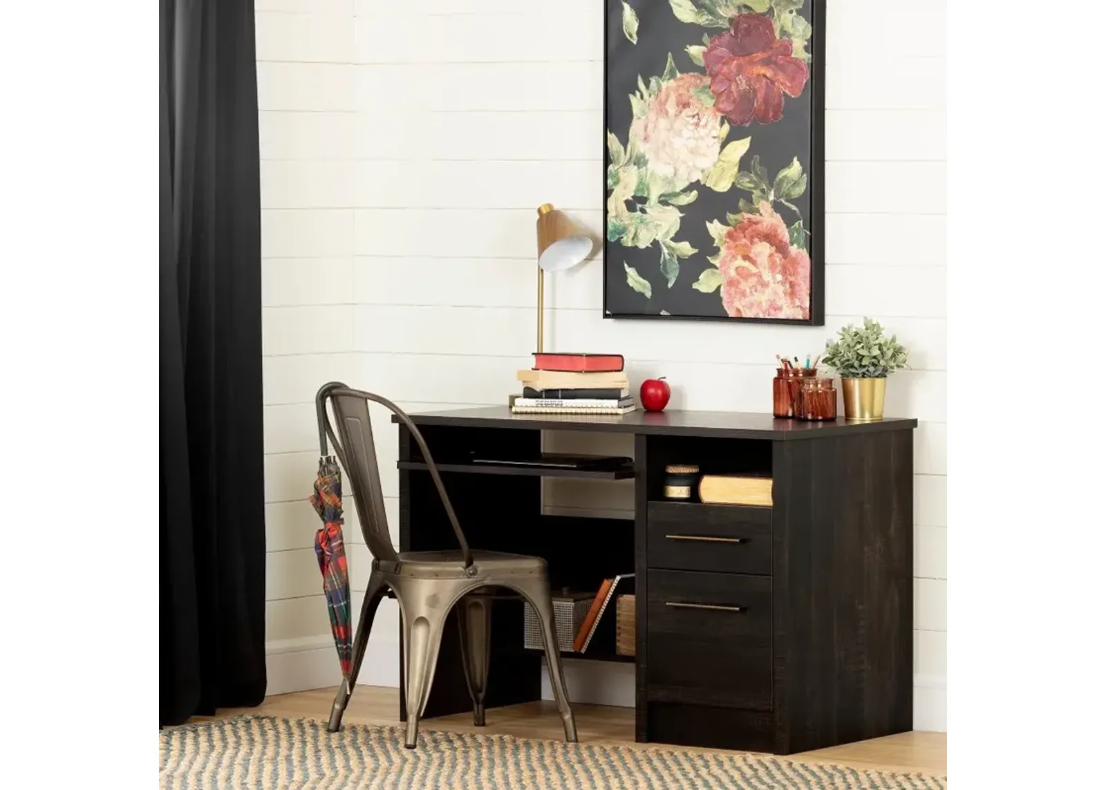 Gravity Rubbed Black Desk - South Shore