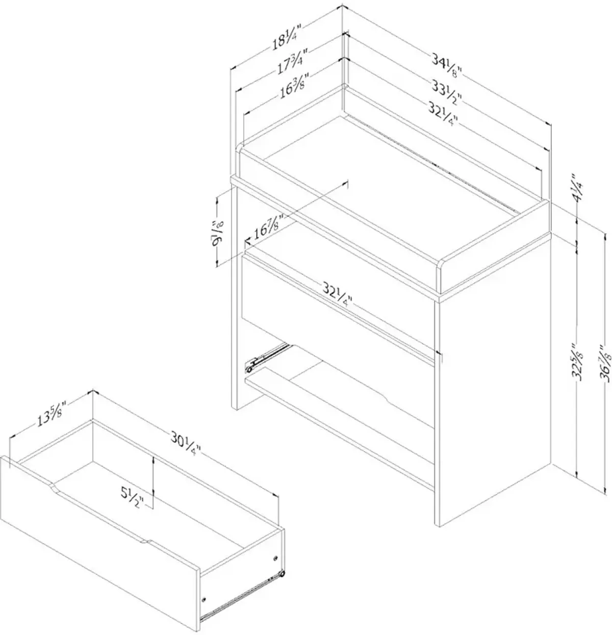 Cookie White and Oak 2-Drawer Changing Table - South Shore