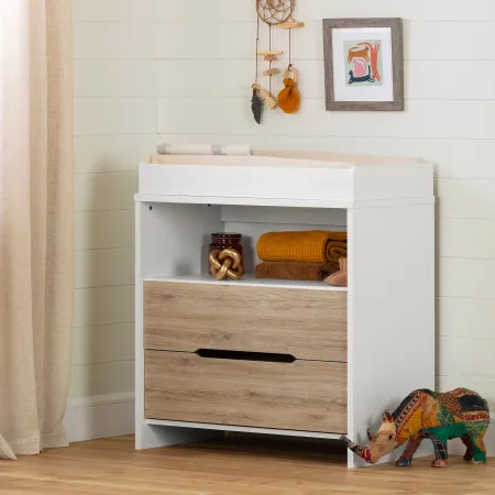Cookie White and Oak 2-Drawer Changing Table - South Shore