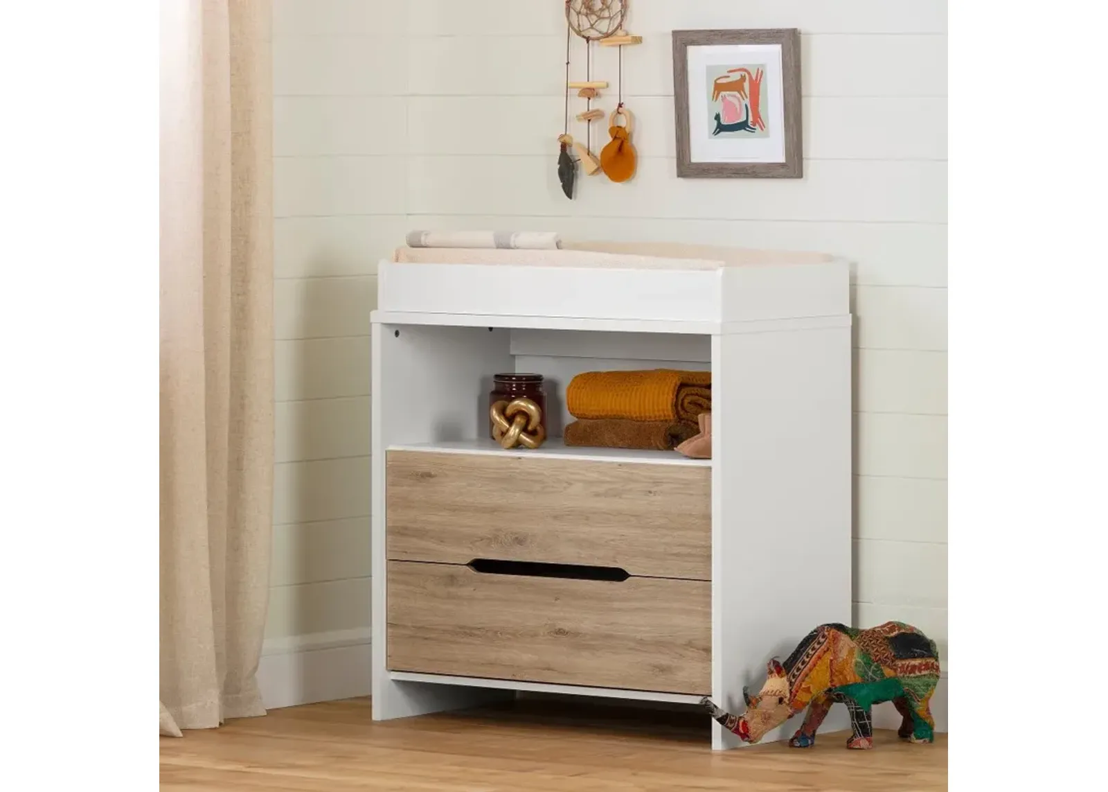 Cookie White and Oak 2-Drawer Changing Table - South Shore