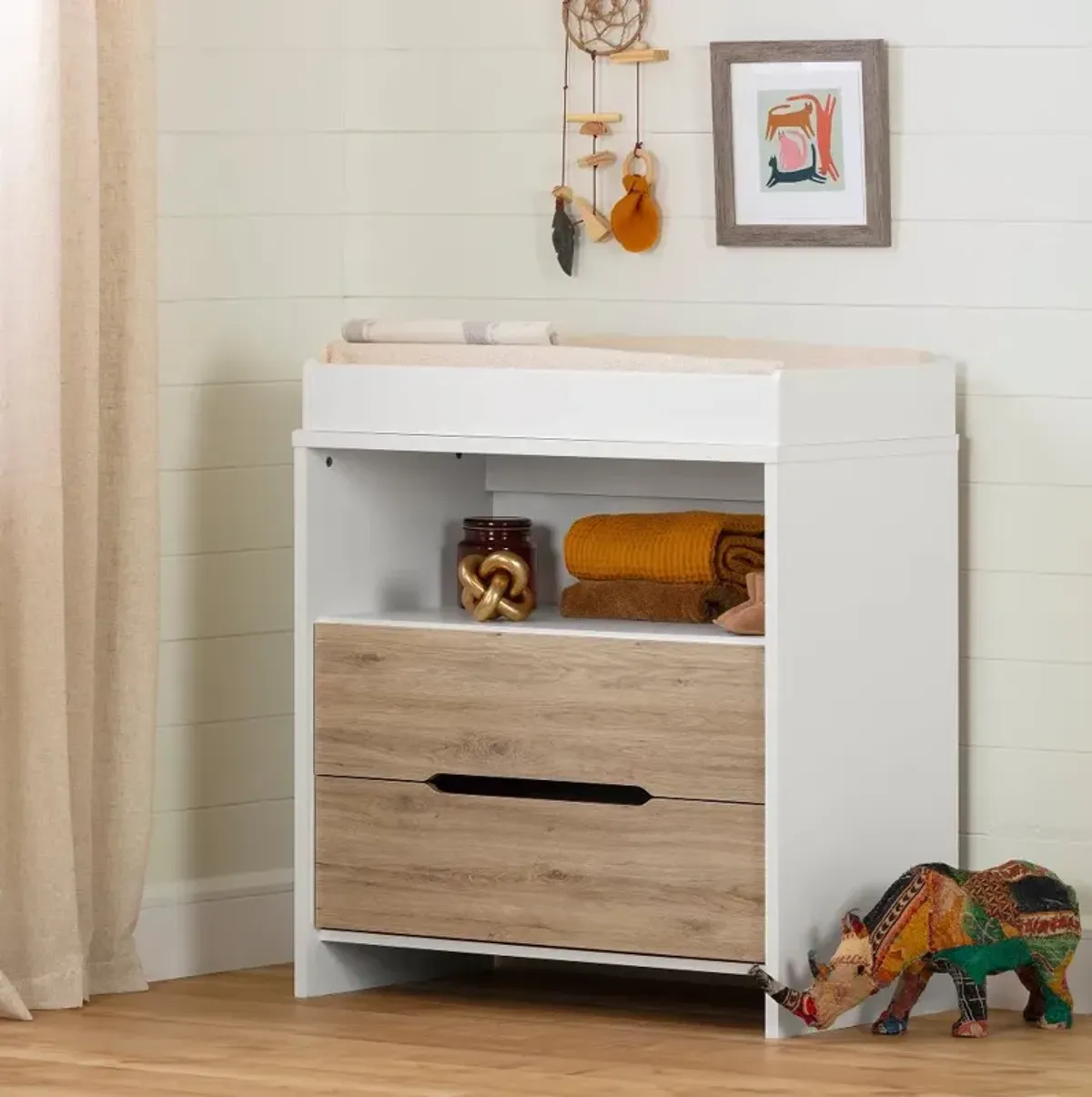 Cookie White and Oak 2-Drawer Changing Table - South Shore