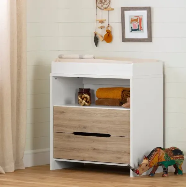 Cookie White and Oak 2-Drawer Changing Table - South Shore