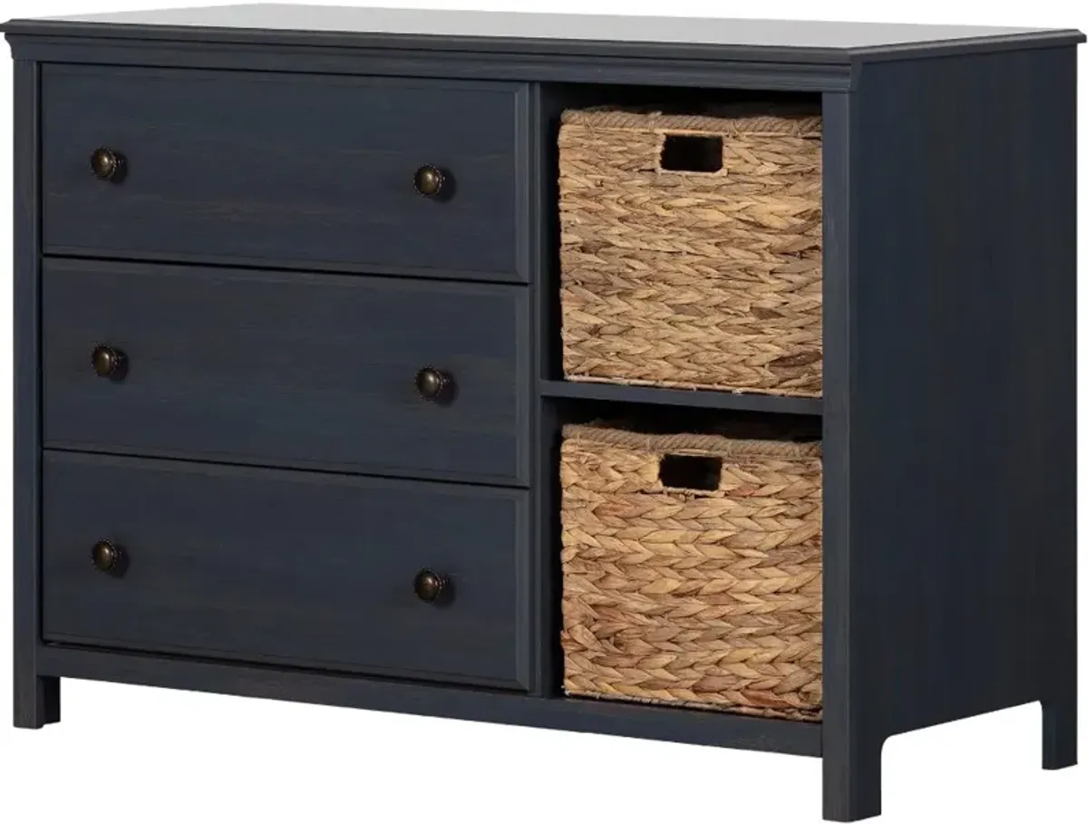 Cotton Candy Blue 3 Drawer Dresser with Baskets - South Shore