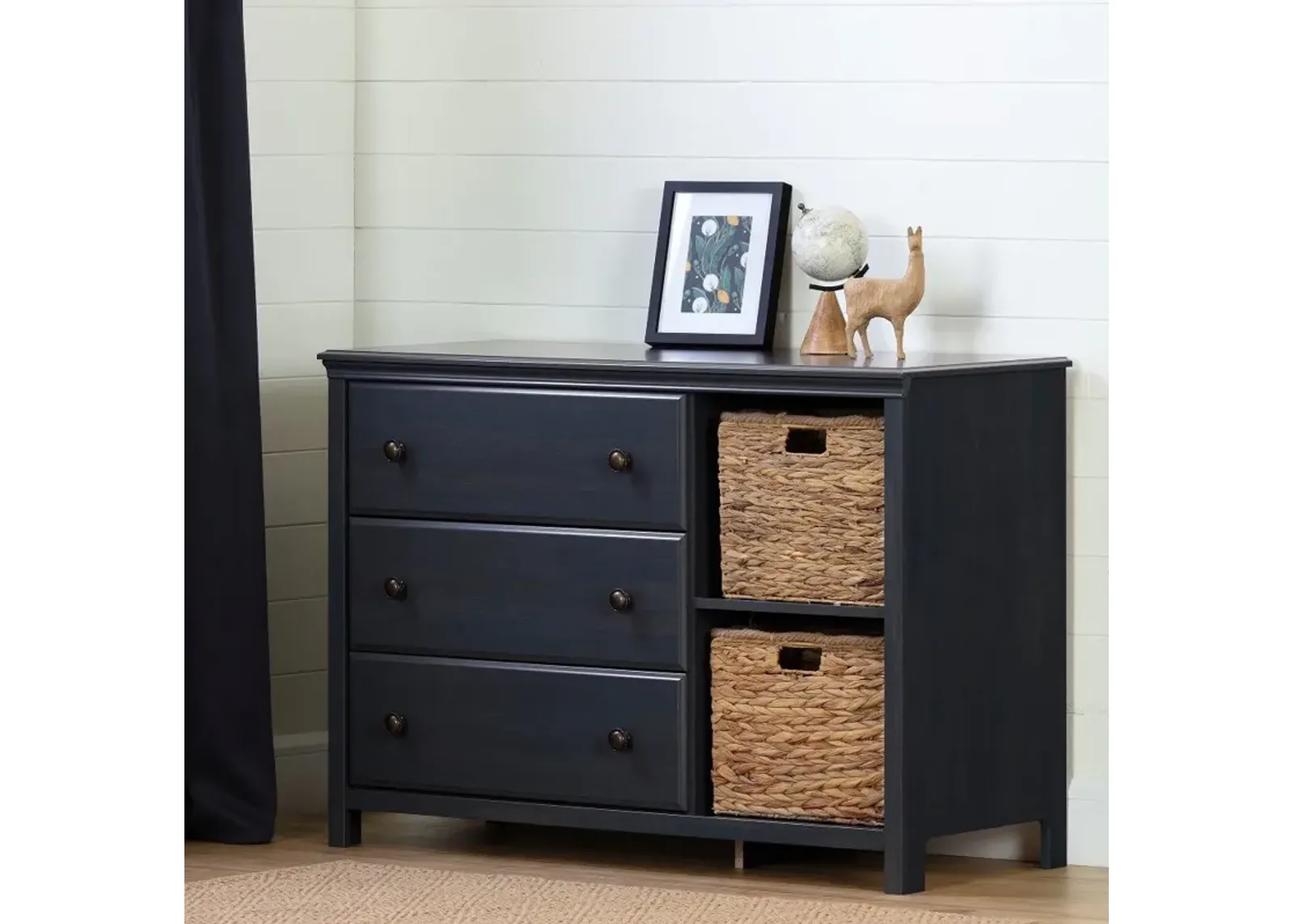 Cotton Candy Blue 3 Drawer Dresser with Baskets - South Shore