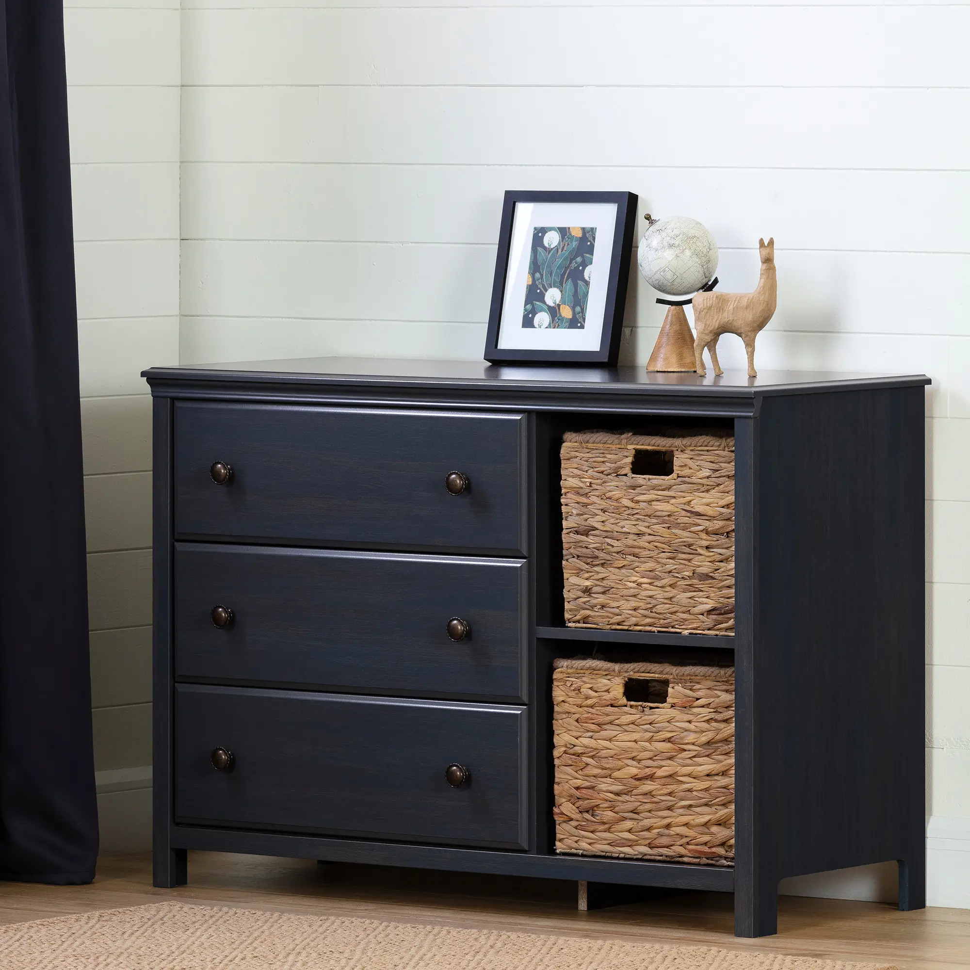 Cotton Candy Blue 3 Drawer Dresser with Baskets - South Shore