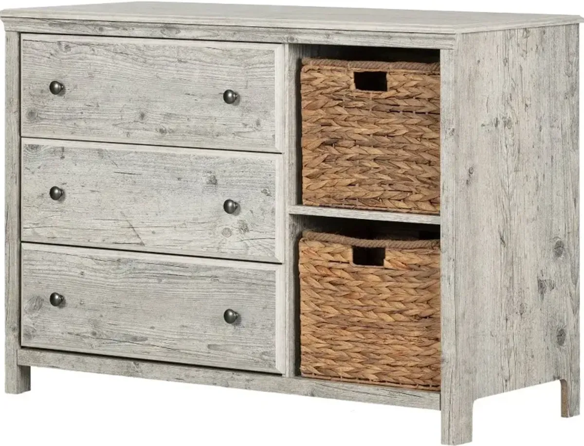 Cotton Candy Pine 3 Drawer Dresser with Baskets - South Shore