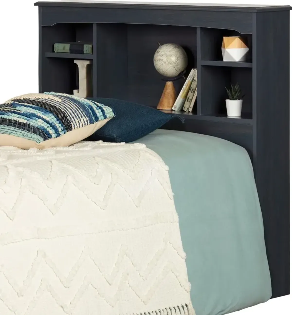 Navali Blue Bookcase Headboard - South Shore