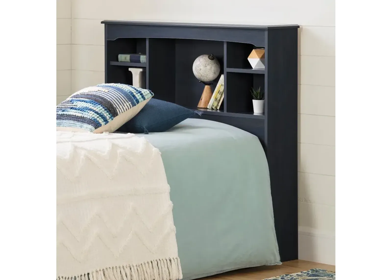 Navali Blue Bookcase Headboard - South Shore