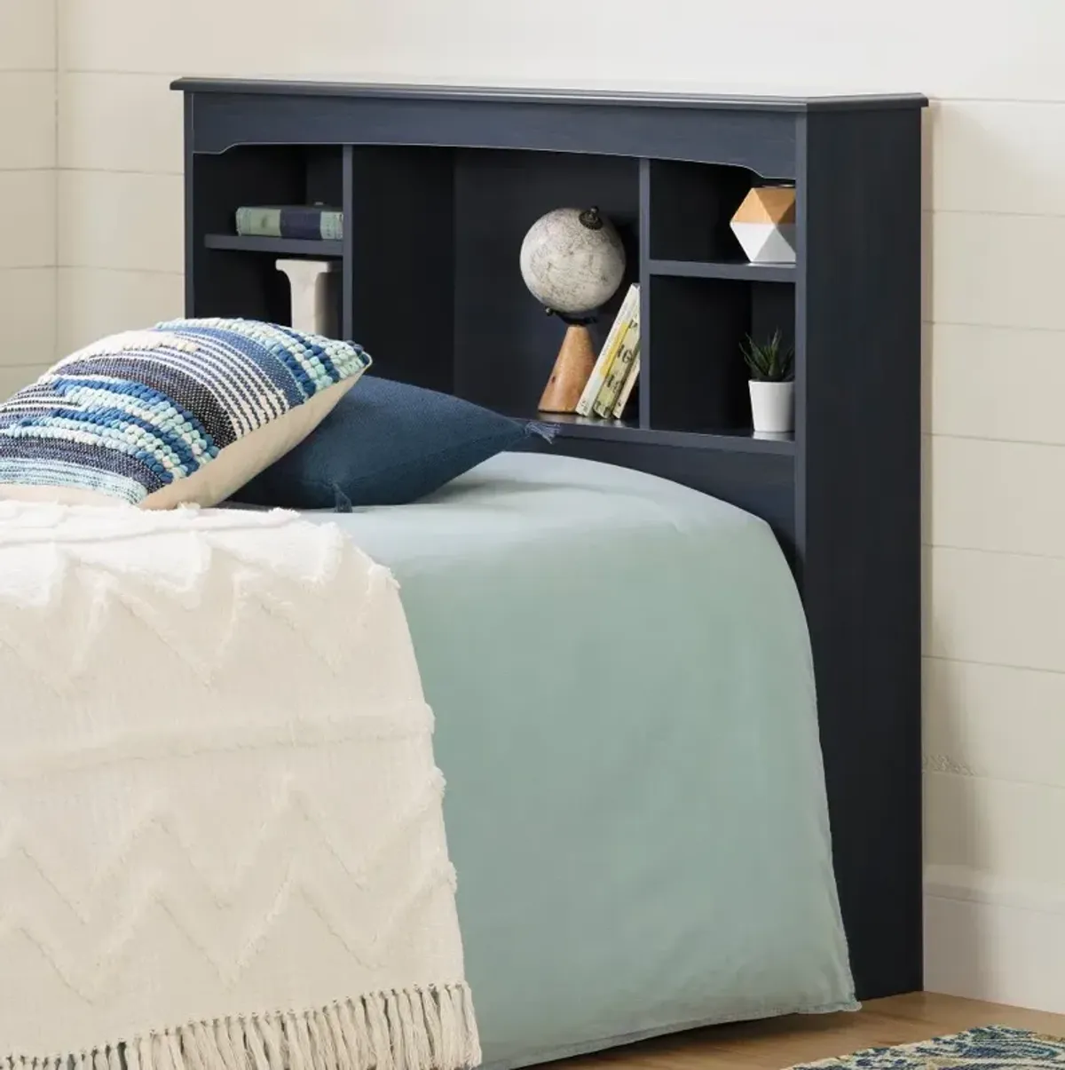 Navali Blue Bookcase Headboard - South Shore