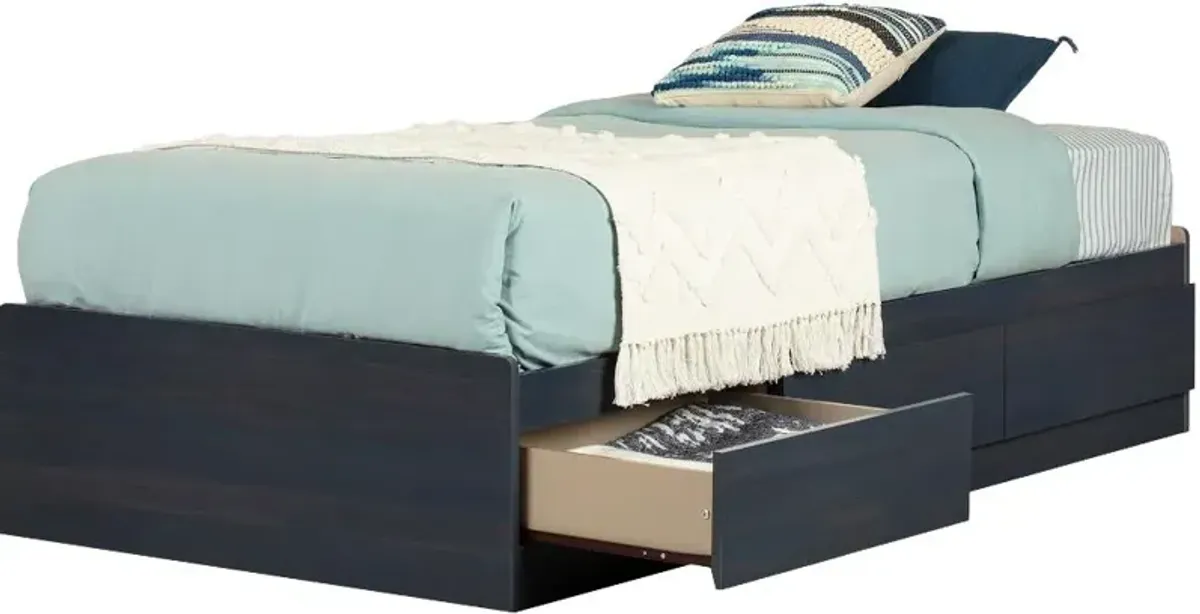 Navali Blue Twin Storage Platform Bed - South Shore