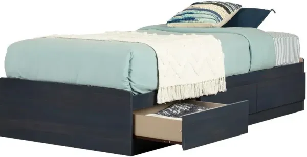 Navali Blue Twin Storage Platform Bed - South Shore