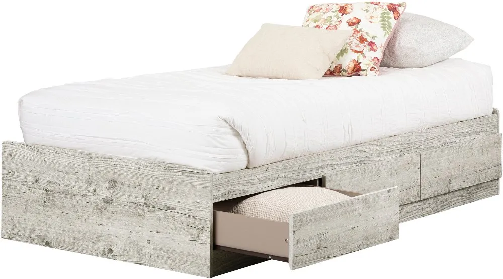 Navali Seaside Pine Twin Storage Platform Bed - South Shore