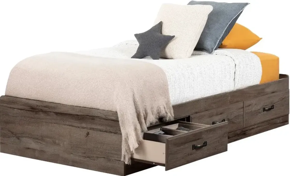 Asten Contemporary Fall Oak Twin Storage Platform Bed - South Shore