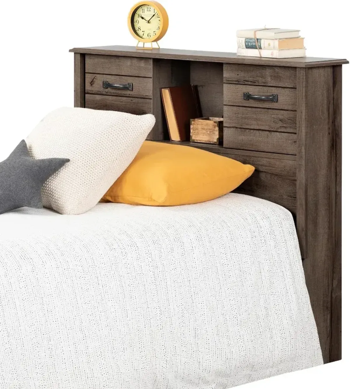 Lensky Rustic Fall Oak Twin Bookcase Headboard - South Shore