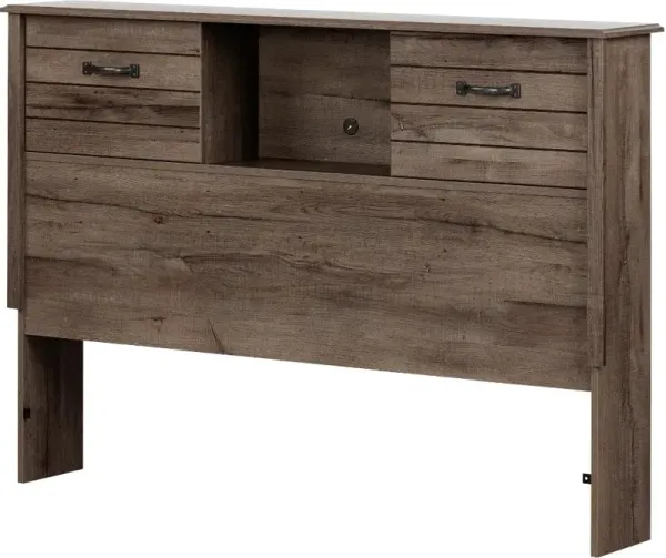 Lensky Rustic Fall Oak Full Bookcase Headboard - South Shore