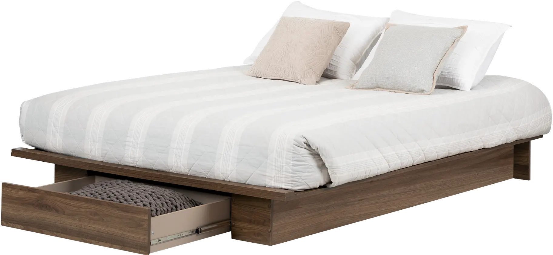 Lensky Modern Natural Walnut Queen Platform Bed - South Shore