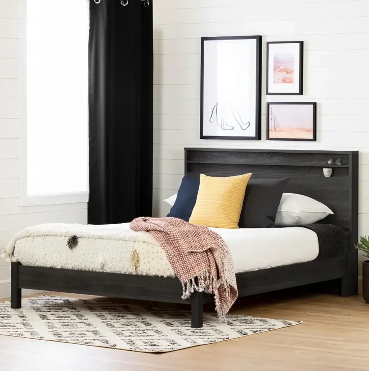 Lensky Modern Gray Oak Queen Platform Bed - South Shore