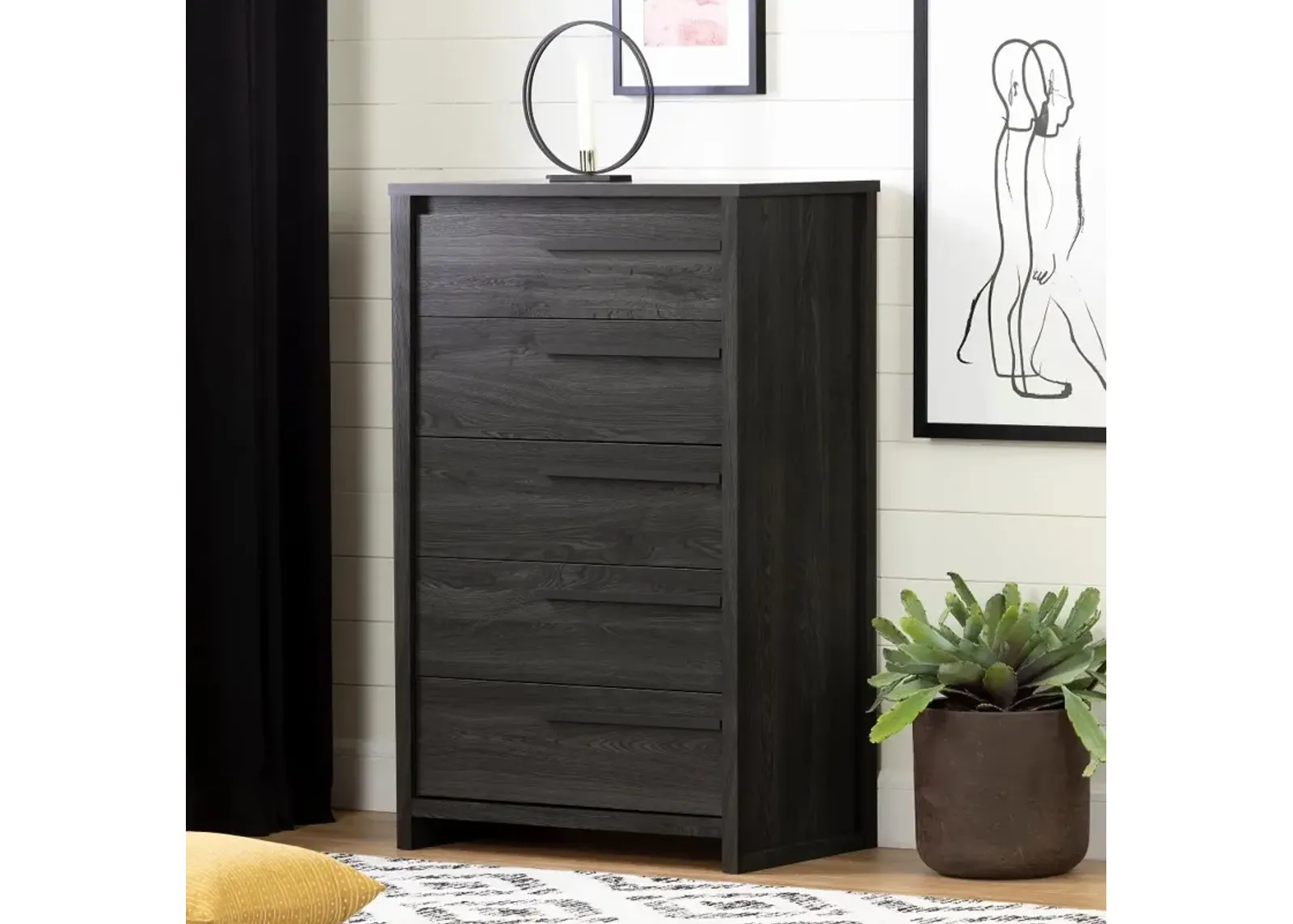 Lensky Modern Gray Oak Chest of Drawers - South Shore