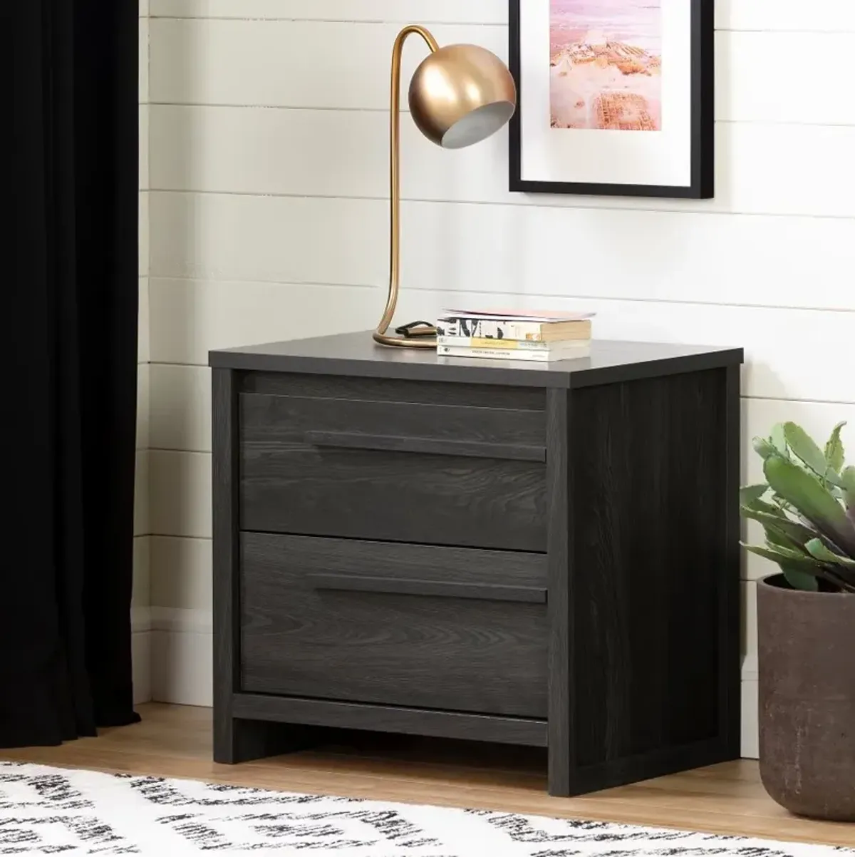 Lensky Modern Gray Oak Nightstand - South Shore