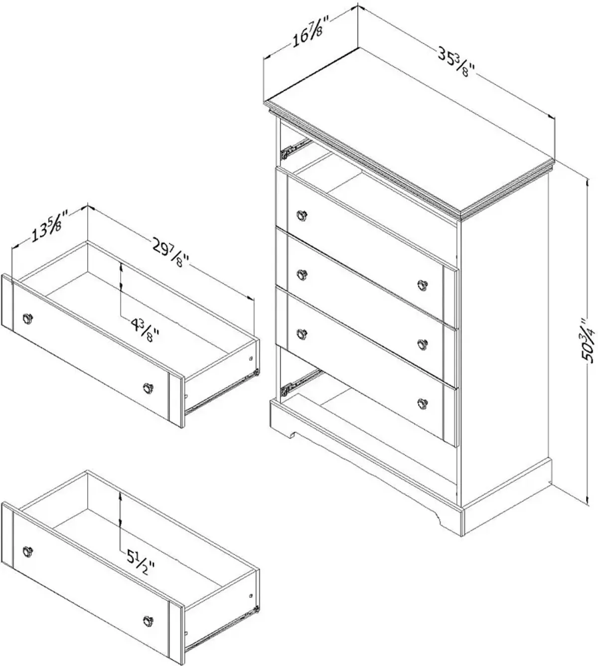 Lilak Cottage Winter Oak White Chest of Drawers - South Shore