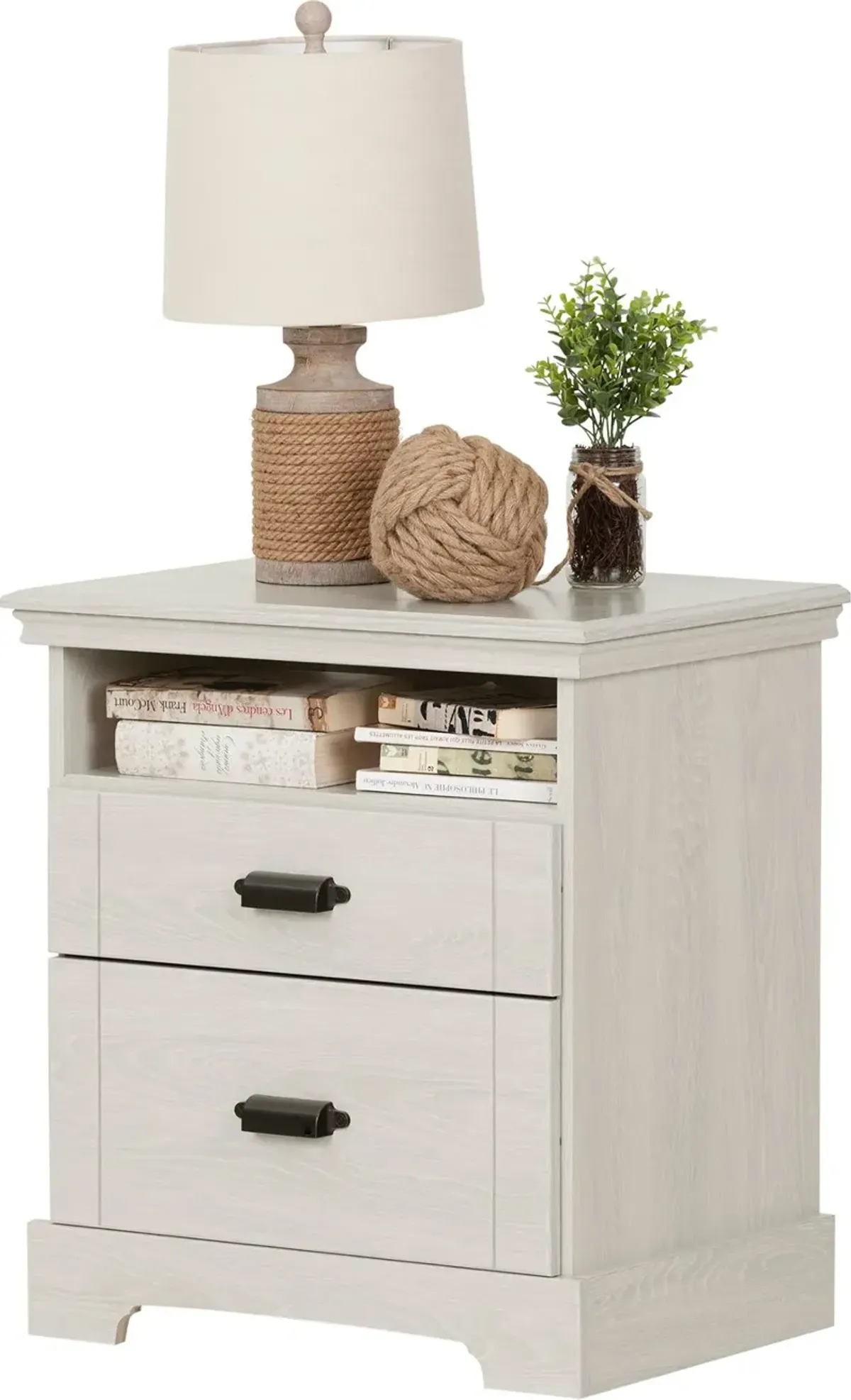 Lilak Cottage Winter Oak White Nightstand - South Shore