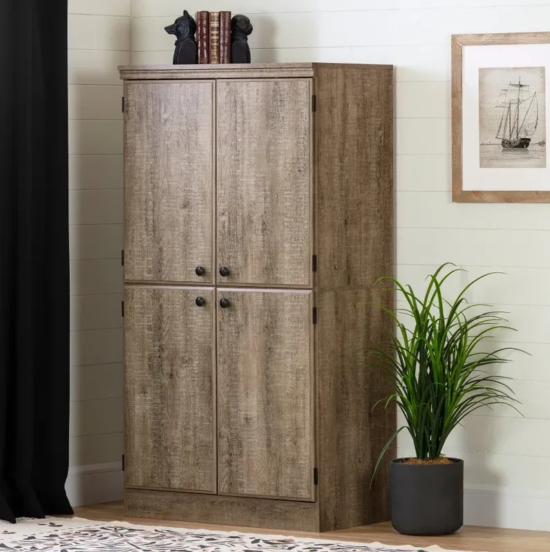 Weathered Oak 4-Door Storage Cabinet - Morgan