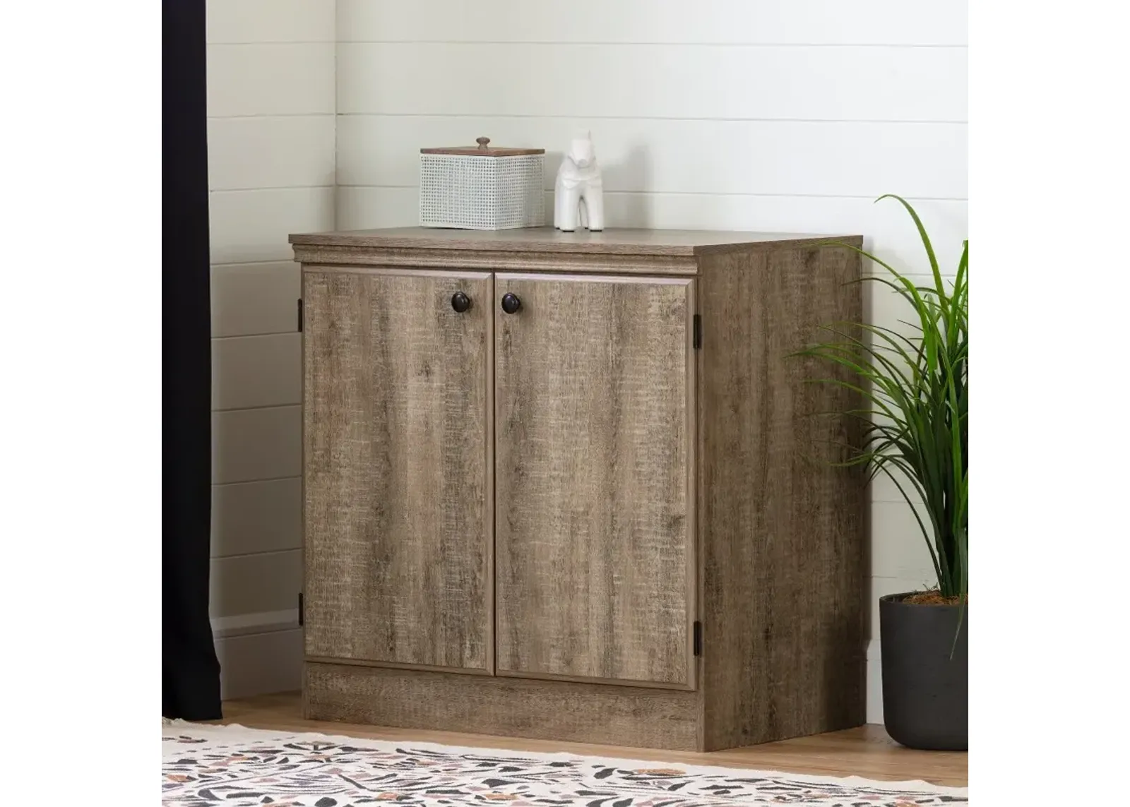 Morgan Weathered Oak Small 2-Door Storage Cabinet