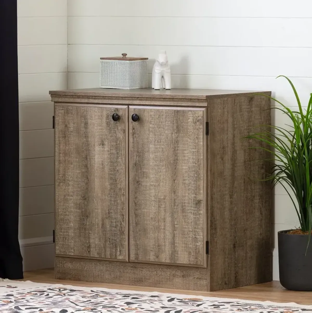 Morgan Weathered Oak Small 2-Door Storage Cabinet