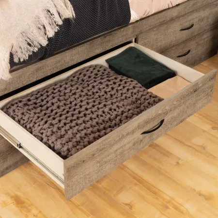 Weathered Oak Full Storage Bed with 4 Drawers - South Shore