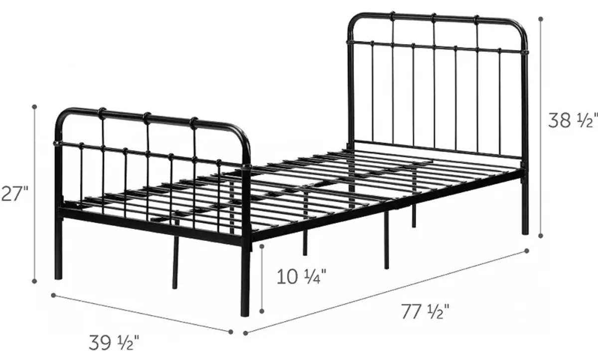 Hankel Industrial Black Twin Metal Bed - South Shore