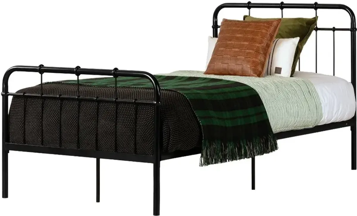 Hankel Industrial Black Twin Metal Bed - South Shore