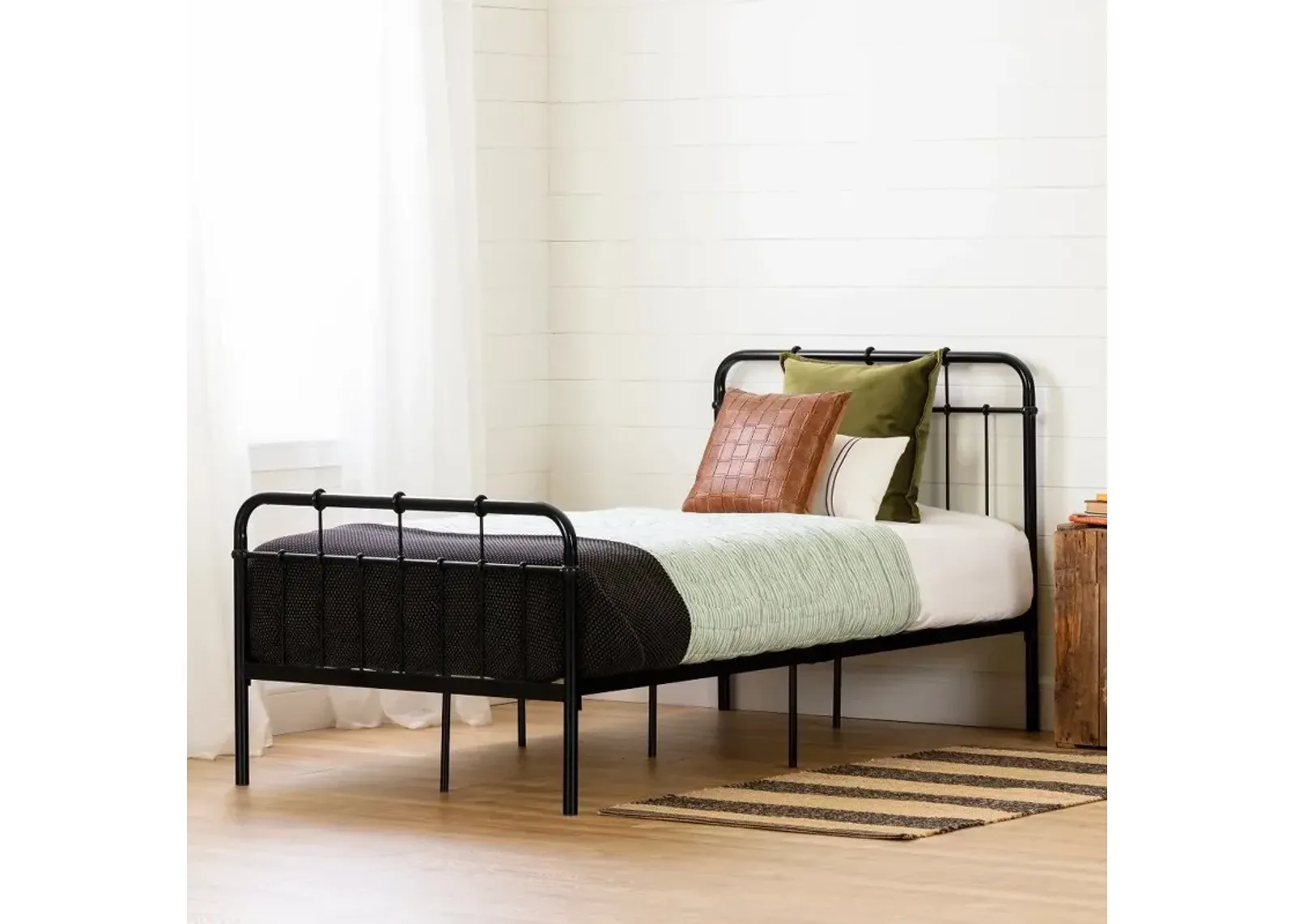 Hankel Industrial Black Twin Metal Bed - South Shore