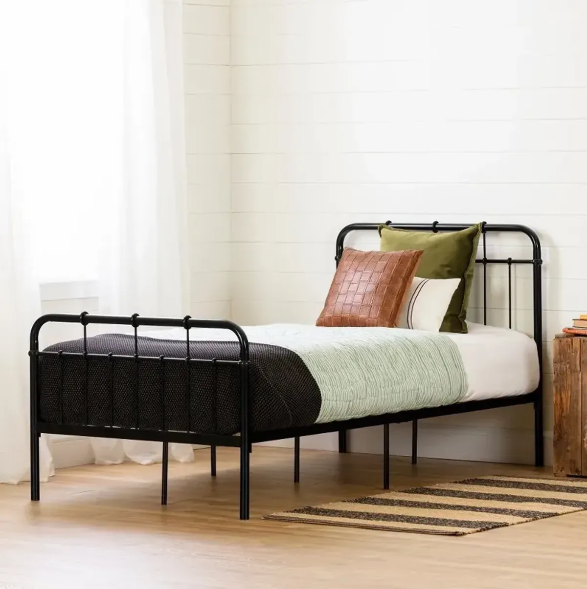 Hankel Industrial Black Twin Metal Bed - South Shore