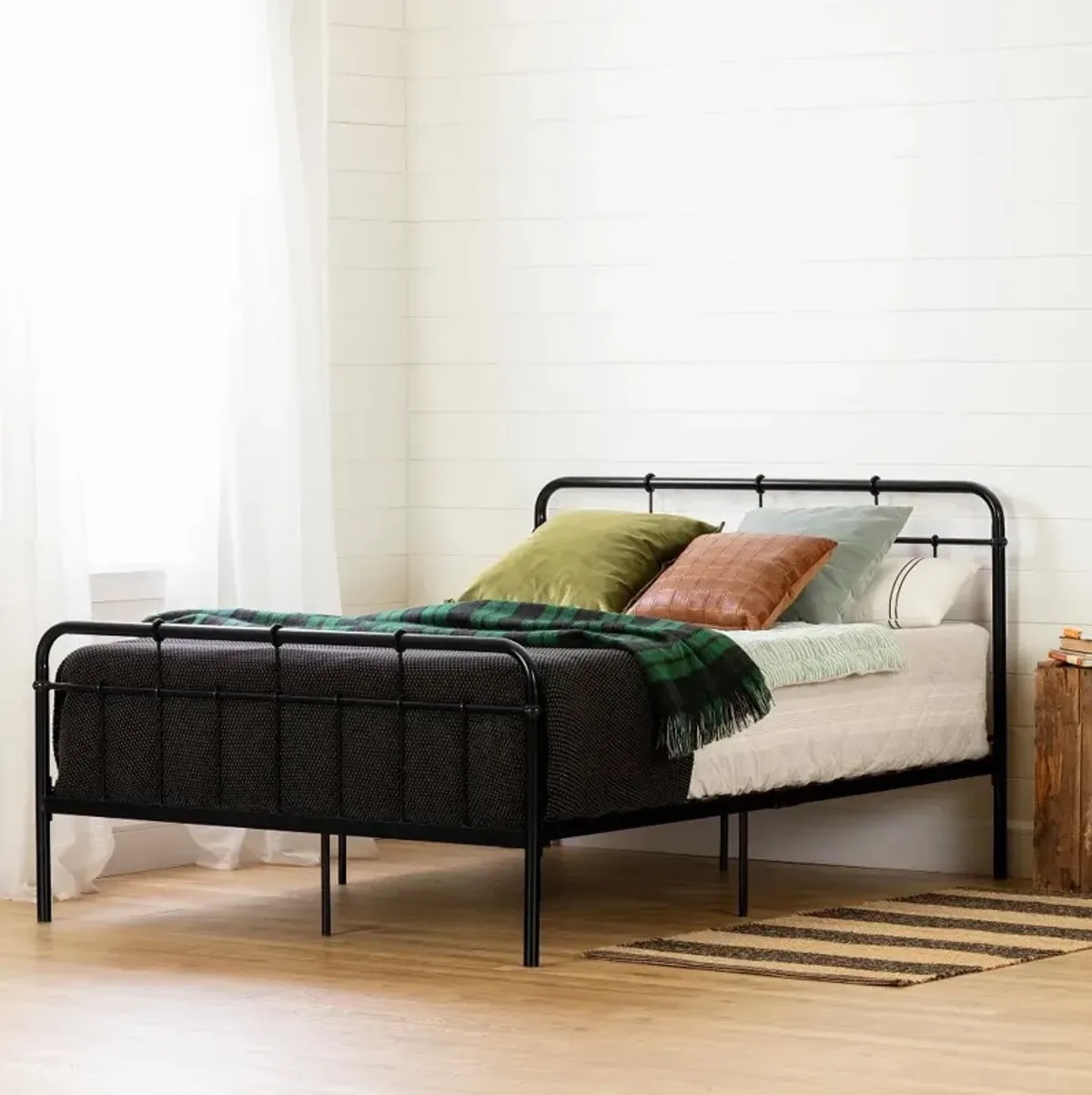 Hankel Industrial Black Full Metal Bed - South Shore