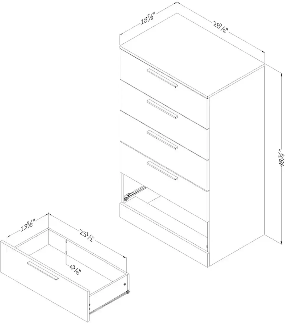 Winter Oak White Chest of Drawers - South Shore