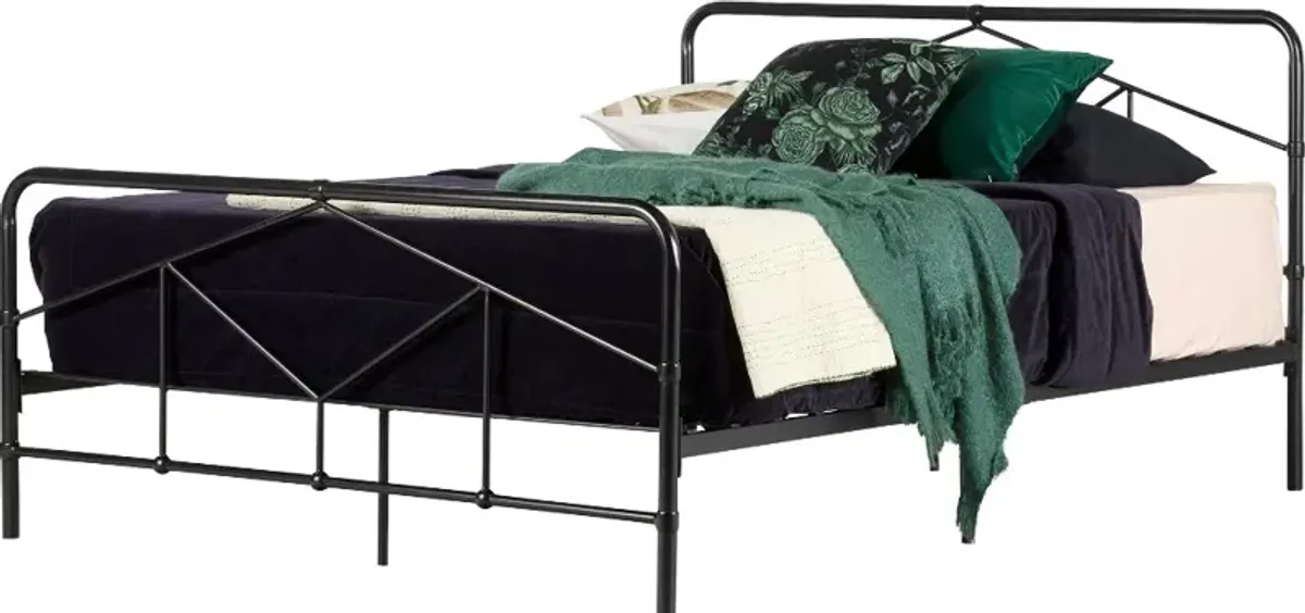 Sazena Modern Black Full Metal Bed - South Shore