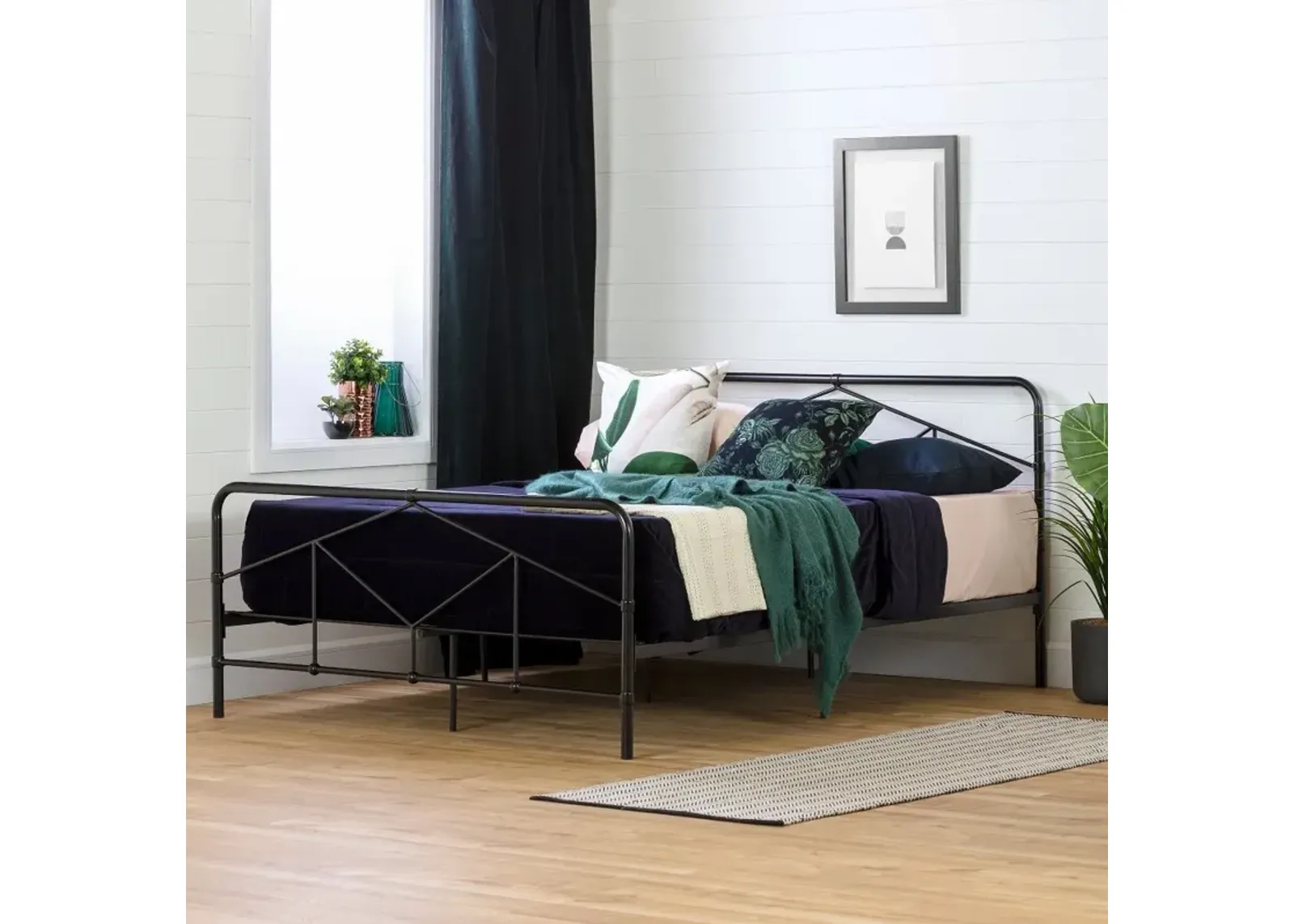 Sazena Modern Black Full Metal Bed - South Shore