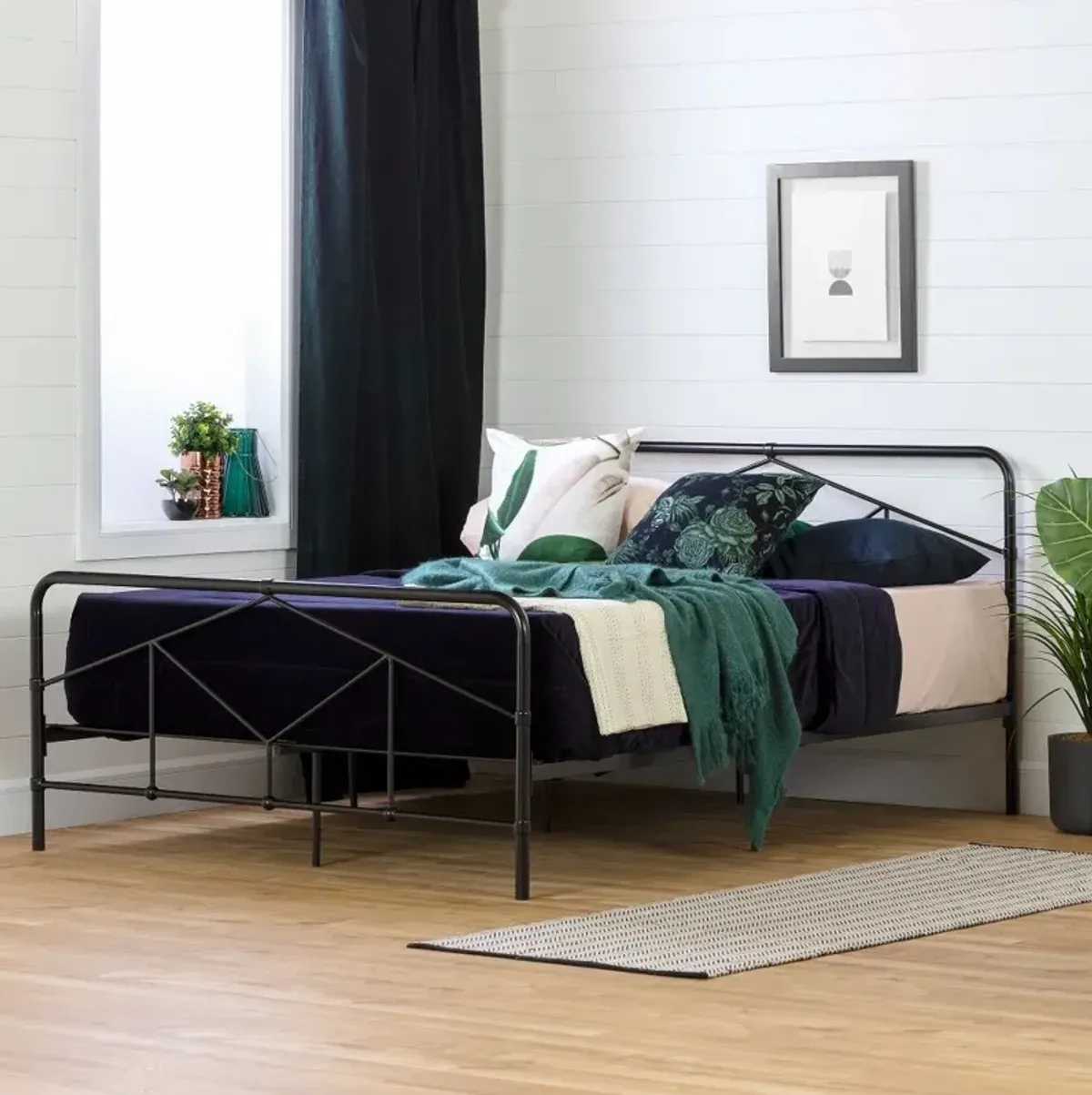 Sazena Modern Black Full Metal Bed - South Shore