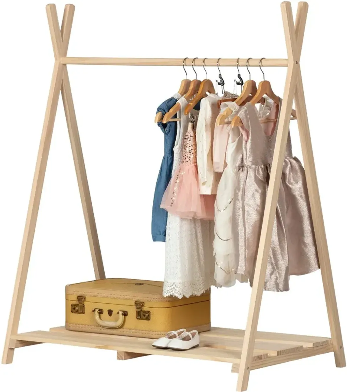 Sweedi Scandinavian Pine Clothes Rack for Kids - South Shore