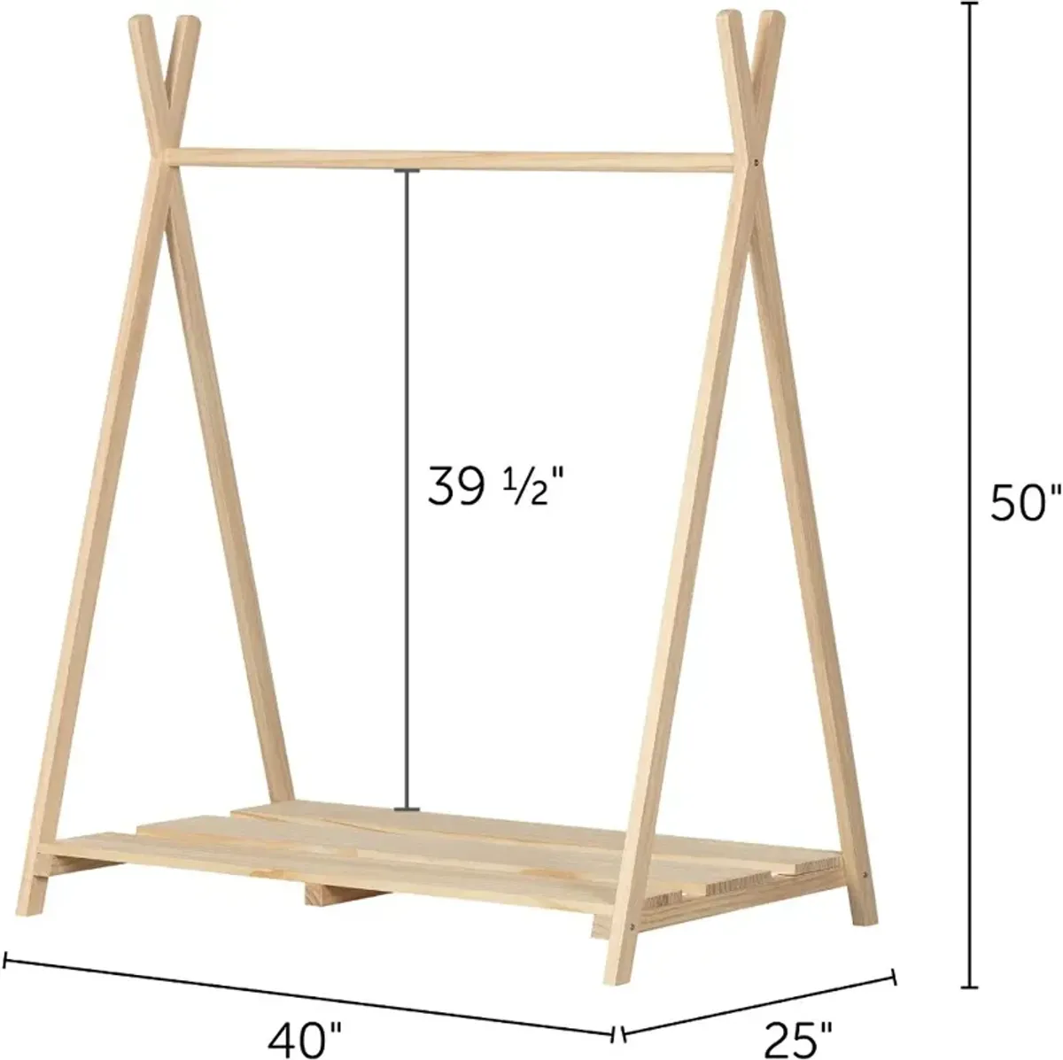 Sweedi Scandinavian Pine Clothes Rack for Kids - South Shore